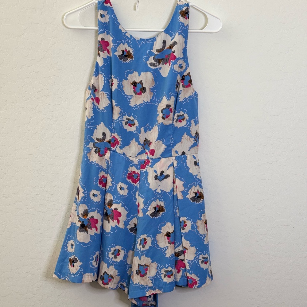 ASTR The Label Floral Tie-Waist Dress – Blue Multicolor